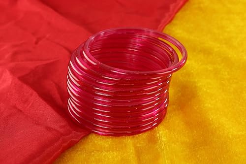 Image of STYOLLO Viral Jelly Transparent Plain Glass Chudi Set For Women & Girls | Traditional Bangle Set | Stylish Bangles For Girls | Ethnic Wedding, Festive & Daily Jewelry | Classic Designer Churi - Set Of 12