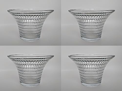 Clear Tempered Glass Votive Holder. Embossed with Checkerboard Pattern. Set of 4