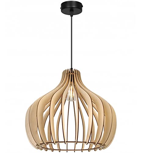 Light-Home Timber Hängelampe aus Holz und Metall - Esstischlampe Industrial für Kuche und Esszimmer - Pendelleuchte über Esstisch Schwarz/Braun - Designer