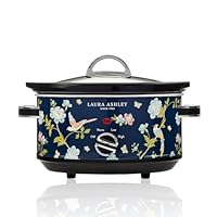 Laura Ashley Slow Cookers 3.5 Litres. Large Capacity Slow Cooker for 4 to 5 People. Energy Efficient Slow-Cooker with 3 Heat Settings. Detachable Ceramic Pot with Tempered Glass Lid - Elveden Navy