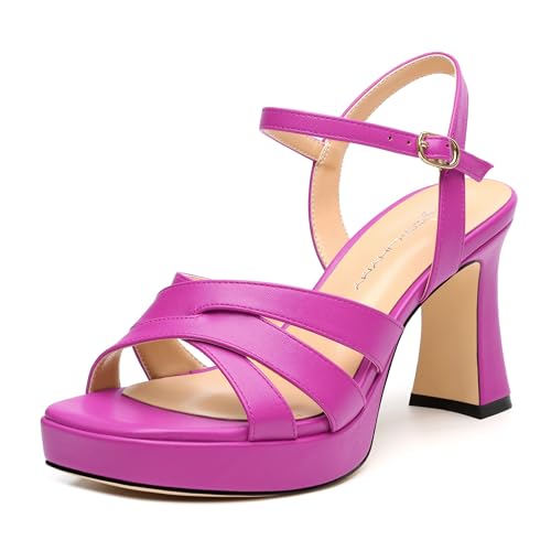 Image of Women Square Toe Platform Block Heel Sandals 3.3'' | Elegant Comfort Formal Dress Footwear, Stylish Ladies Sandals For Daily Office Wedding Evening Party Formal Occasions