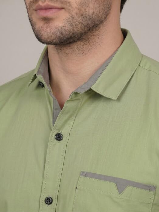 Image of Diverse Men's Cotton Blend Shirt with Pocket Design Spread Collar Full Sleeves Regular Fit and Standard Length | Comfortable Cotton Casual Shirt for Man