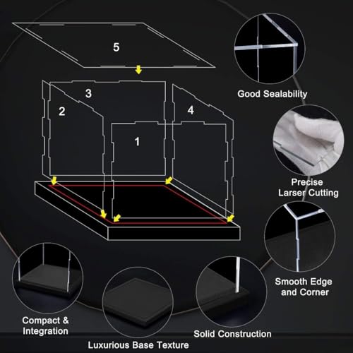Image of Premium Acrylic Display Box with Black Base | Transparent Dust-Resistant Cube for Toys, Models & Memorabilia | 4x4x4 Inch (11x11x11 Inch)