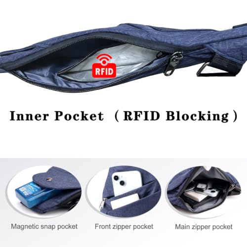 Image of Slim Anti Theft Sling Bag Small Travel Pack Pickpocket Proof Crossbody Bag | Anti Theft One Shoulder Bag Flat Anti Pickpocket Bag Travel Pouch Passport Bag Secure Purses for Men Women lightweight