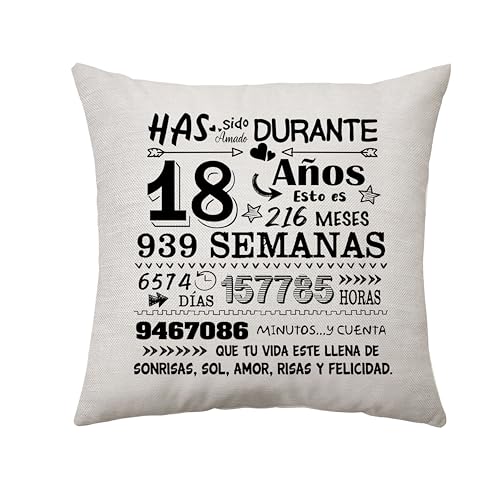 Aconesong Presente de 18 aniversários para adolescentes meninos e meninas fronhas de almofada presente decorativo Keepsake presentes de 18 anos para filhas filhos irmãs irmãos sobrinhas aniversário