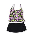 Island Escape Womens Tropical 2 Piece Tankini, Purple, 12
