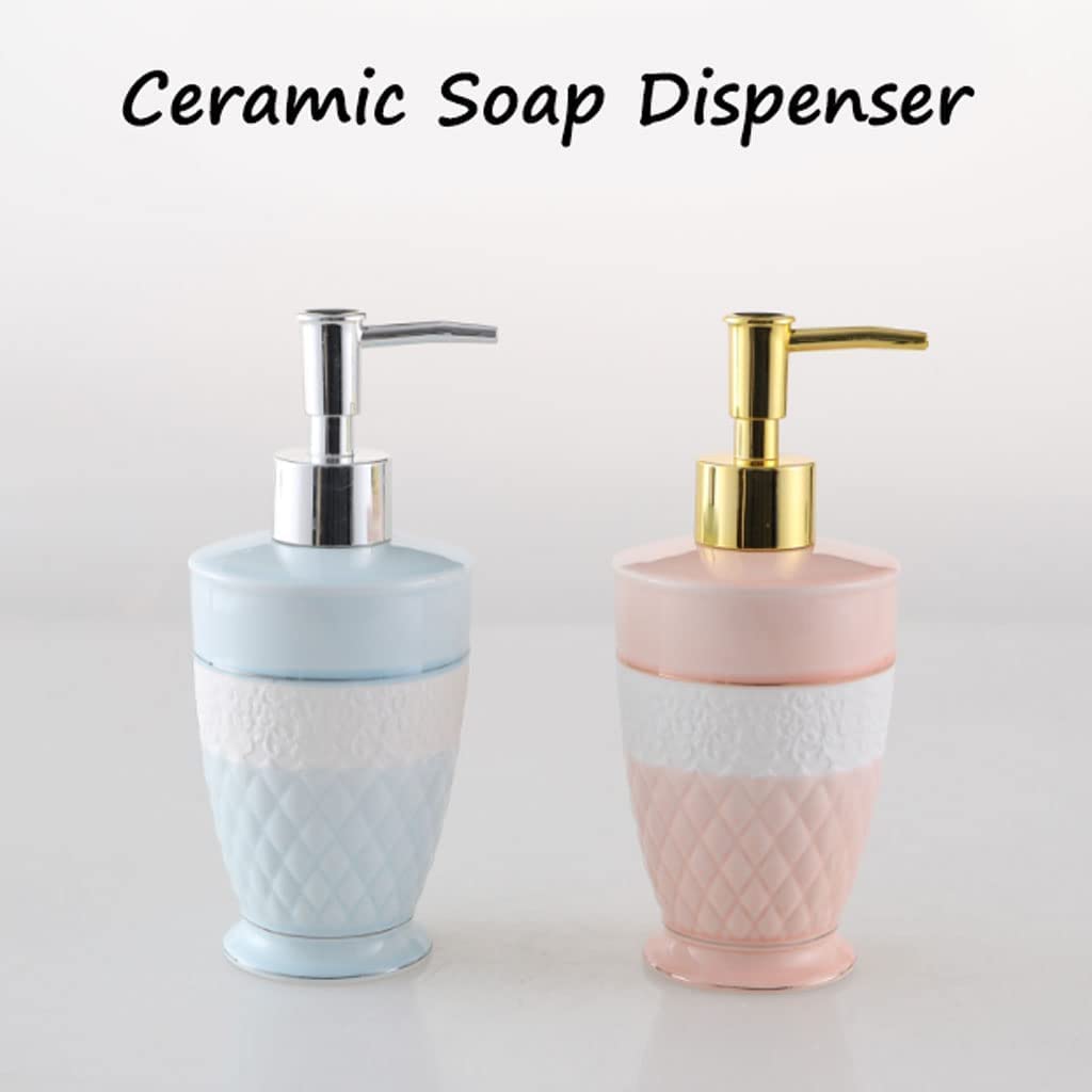 Distributore di sapone Dispenser di sapone per le mani in ceramica per bagno Dispenser di liquidi riutilizzabili Bottiglia di lozione da appoggio Bottiglia di sapone da 9,5 once / 280 ml per il bagno