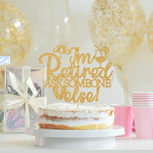 Gold Glitter I'm Retired Cake Topper, Happy Retirement Officially Retired The Legend/Queen Has Retired Cake Decor, Retirement Party Decorations #TOP3