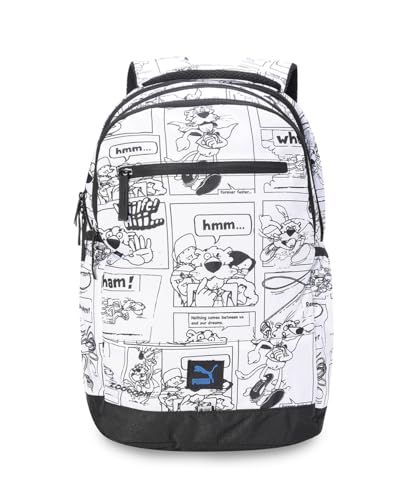 PUMA Unisex-Adult SUPER 4 Compartment Backpack, Black-White-AOP (9154901)