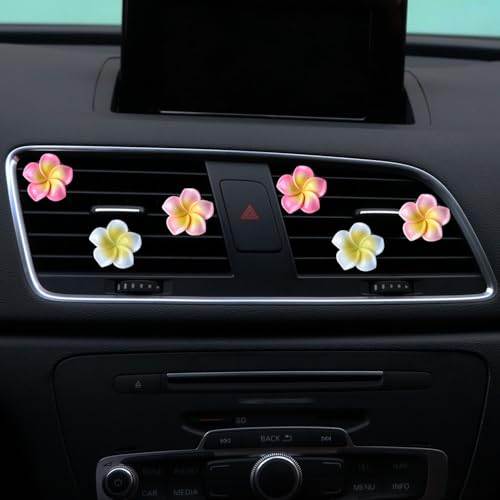 Image of 6Pcs Multicolor Pentapetal Flower Car Accessories for Women, Beach Flower Car Air Vent Clips Air Conditioner Outlet Decoration Cars Interior Decor Charm, Air Fresheners Interior Accessories