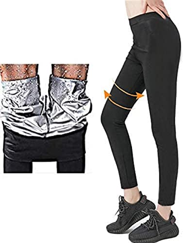 Yongge Gewichtsverlust Hosen Sauna Hosen,Schwitzhose für Frauen Fettverbrennung,Sporthose Damen Womens Abnehmen Hosen Laufhose Damen Hot Thermo Neopren Sweat Sauna,Fördert das Schwitzen (M, Schwarz) Cover