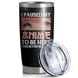Pininerr Anime Gifts For Anime Lovers - 20oz Anime Tumbler Double Wall Vacuum Insulated Stainless Steel Coffee Cups (Black, Style 2)