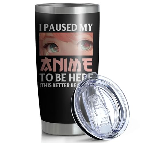 Pininerr Anime Gifts For Anime Lovers - 20oz Anime Tumbler Double Wall Vacuum Insulated Stainless Steel Coffee Cups (Black, Style 2)