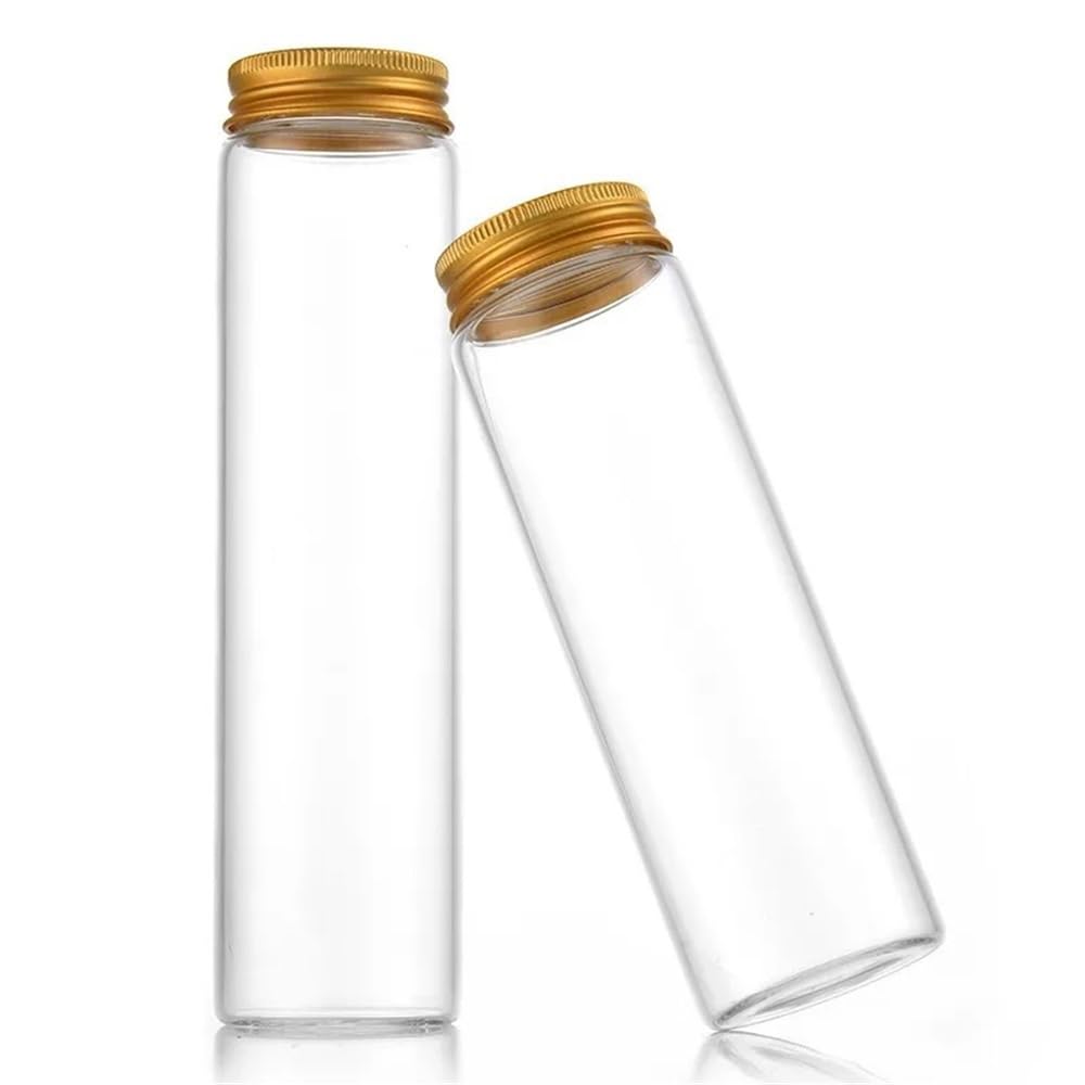 6 Stück 47 mm Glasflaschen, Mini-Fläschchen mit goldenen Aluminium-Schraubdeckeln(240ml 47x180mm)