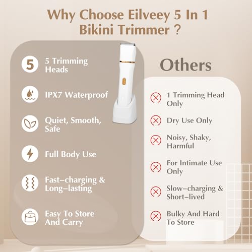 Bikini Trimmer Facial Hair Removal for Women Waterproof Electric Razor - image 7