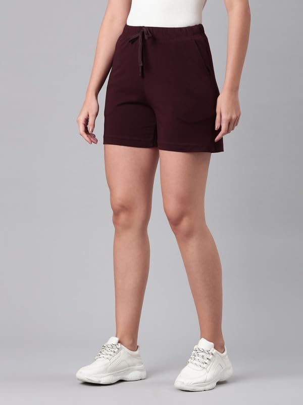Image of GO COLORS Women Solid Mid Rise Relaxed Fit Casual Shorts