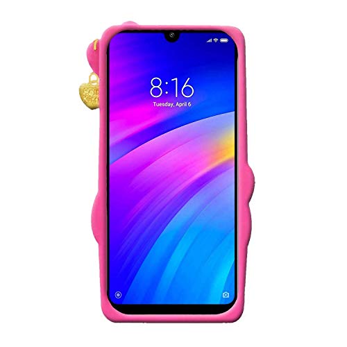 Image of Unirock Hello Kitty Back Case Cover for Redmi 7| 3D Cute Hello Kitty Case |Soft Silicone Rubber Back Cover with Pendant Kitty Cover for Redmi 7 (Pink)
