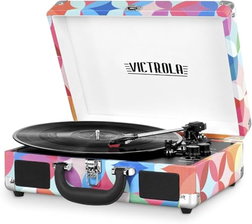 Victrola Journey Bluetooth Portable Suitcase Record Player &ndash; with Built-in Speakers, 3 Speed Vinyl...