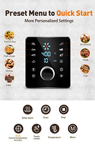 OMORC Habor Air Fryer, 6 Quart Pot & 5.8QT Basket, 1800W Fast Large Hot Air Fryers & Oilless Cooker w/Presets, LED Touchscreen(for Wet Finger)/Roast/Bake/Keep Warm, Suitable for Dishwasher, Nonstick - Thumbnail 7
