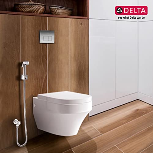 Image of DELTA FAUCET, Brass Quarter-Turn Angle Valve with Adjustable Wall Flange for Bathroom taps, Wash Basin, Geyser Connection, Polished Chrome, IAO36004