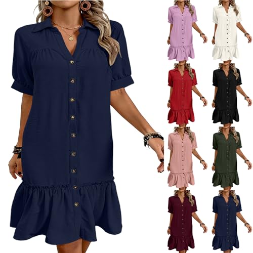 Robe midi à manches courtes pour femme robe d'été décontractée ample