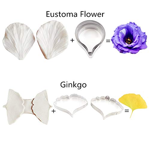 16Set Gumpaste Flower Molds And Cutters Fondant Tools Kit Stainless Steel Flower Cookie Cutter Set Sugarcraft Flower Silicone Veining Making Mold For Wedding,Birthday Cake Decorating #TOP2
