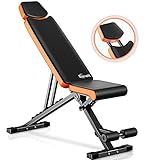 [Verbesserte Kopfstütze und stabile Struktur]: Die Trainingsbank Ein zusätzliches Kopfstützen-Design wurde hinzugefügt, um das Problem der Kopfaufhängung im Sport großer Menschen zu lösen. Das bequeme Pad kann schnell und einfach zwischen geneigten und flachen Trainingspositionen wechseln. Das tragende 200 kg Design bietet Ihnen mehr Stabilität und Sicherheit während des Trainings.
