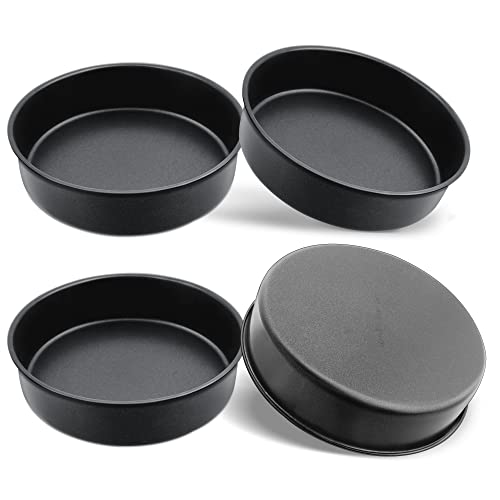 E-far 6 Inch Cake Pan, 4-Piece Nonstick Round Cake Baking Pans for Wedding, Birthday, Layer Cake, Stainless Steel Core & Non-Toxic Coating, 2 Inch Deep