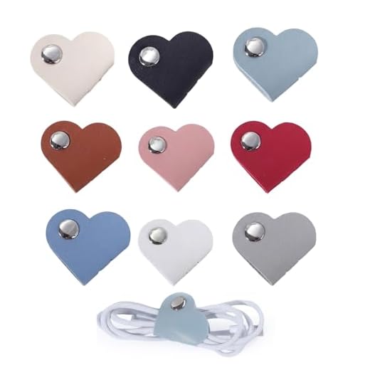 10 Pcs Heart Cord Organizer, Cable Ties for cable management Headphone Wire Organizer for Home Office Charger Cords Storage