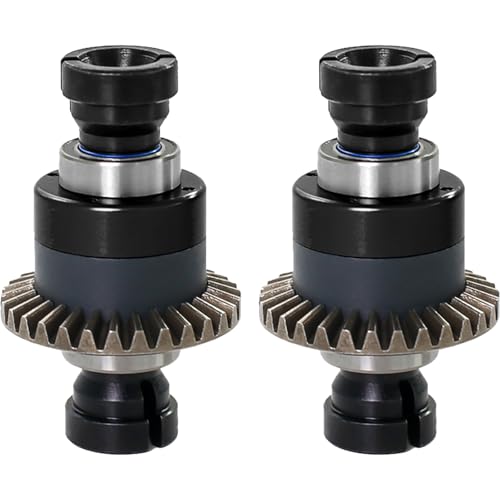 Assembled Differential 30T 0.8Mod for ARRMA 1/18 Granite GROM, Typhon GROM, 1/14 Mojave GROM, 1/12 Losi AWD RC Racecar, RC Front & Rear Universal Upgraded Metal Differential 2Pcs (Black/Black)