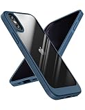 [Excelente agarre y portátil] Protección mínima para iPhone X/XS que cabe fácilmente en los bolsillos, perfecta para usar con una sola mano. El marco de TPU proporciona un agarre suave y una sensación antideslizante.