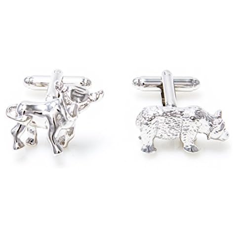 MRCUFF Bull and Bear Wall Street Stockbroker Pair Cufflinks in a Presentation Gift Box & Polishing Cloth Cover