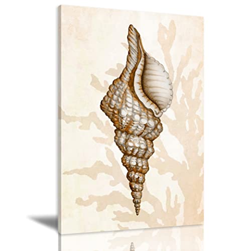 Watercolor Wall Art Canvas Painting Print Picture Sea Shell Modern Canvas Wall Decor Artwork Framed Abstract Canvas For Living Room Office Kitchen Bedroom Home Decoration 16X24Inch #TOP24