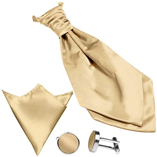 GASSANI - Juego de 3 corbatas de satén, 19 colores Amarillo arena | oro amarillo | oro champán Medium Cover