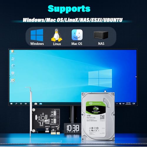 Image of 2-Port SATA Expansion Card (PCIe 3.0 x1 to 6Gbps SATA Card), Compatible with Windows /Mac /Linux /NAS