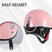 Half Motorcycle Helmets Retro Open Face Half Shell Motocross Helmet for Cycling Motocross Cruiser Bike Scooter Chopper Men Women DOT Approved (Pink, Large)