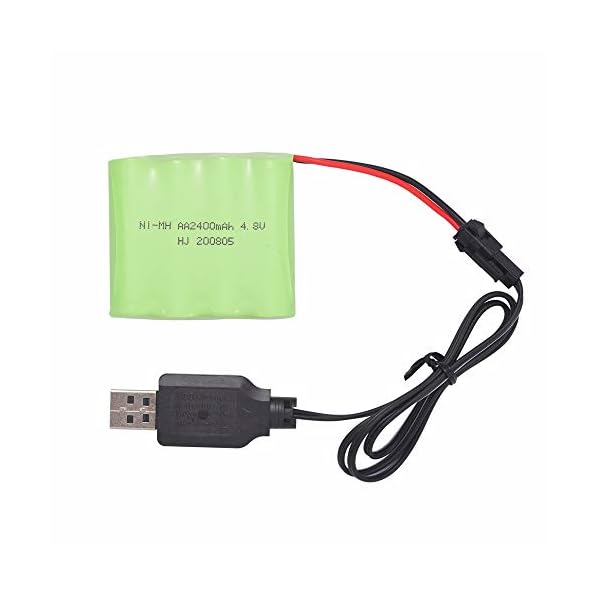 Rechargeable Ni-Mh Battery AA X 4 2400mAh 4.8V SM-2P Plug for RC Toy Household Electric Appliances Lighting Equipment with Charging USB Cable