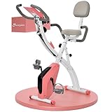 Soozier 3 in 1 Folding Exercise Bike, 10dB Super Silent Stationary Bike with 8-Level Magnetic Resistance, Heart Rate Sensor, Adjustable Seat, Resistance Bands and Wheels, Pink