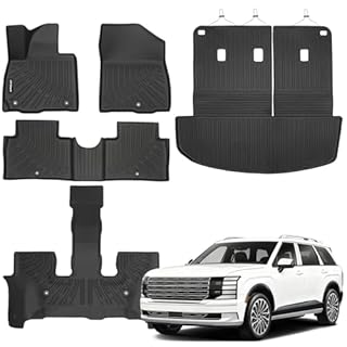 Compatible with Hyundai Palisade 2026 (Only Fuel)(7/8 Seats) Floor Mats & Cargo Liner,All Weather Protection,Anti-Slip TPE Floor Mats & Trunk Mat for Hyundai Palisade Accessories