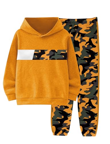 Image of Boys Clothes Boy Outfits 2-Piece Long Sleeve Hoodie and Camouflage Pants Boys Fall Winter Clothes for 6-16 Years