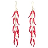 WADORN 2 juegos de cuerdas de pimiento artificial, simulación realista de chile rojo, verduras falsas, accesorios de fotografía para el hogar, cocina, granja, fiesta, cosecha, decoración de pared