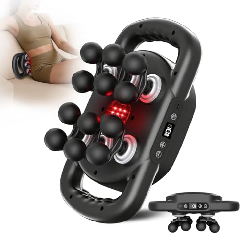 AdamPark Massage Gun Deep Tissue Percussion Back Massager for Muscle Tension, Professional Neck Shoulder & Leg Massage Tool, Handheld Rechargeable Electric Body Device with Multi-Heads