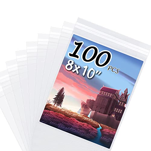 Somime 100 Pack Acid-Free Crystal Clear Sleeves Storage Bags for 8x10 Art Prints/Pictures/Photos/Framing Mat Mattes (Bag Size: 8 1/2 x 10 3/7)