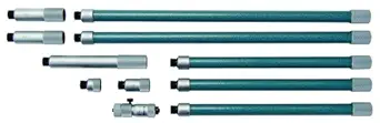 Mitutoyo 137-210 Tubular Vernier Inside Micrometer, Extension Rod Type, Carbide Tipped Face, 50-1500mm Range, 0.01mm Graduation, -0.043mm Accuracy, 10 pcs Extension Rods