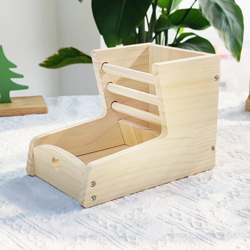 Comedero de heno para conejos y cobayas de madera con doble zona 4