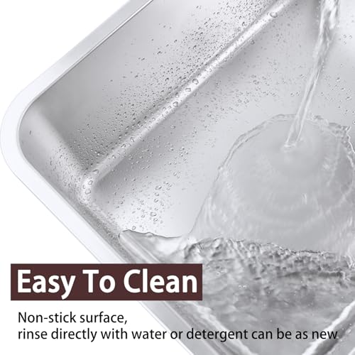HNeekyr Stainless Steel Cat Litter Box for Adult Cats or Kitty/Kitten 23.6\"x15.8\"x8\" Rust-Proof, High Side, Non Stick, No Smell, Easy to Clean Metal Cat Litter Box