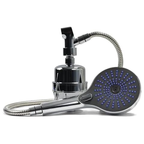ProOne ProMax Handheld Showerhead Filter, Bathroom Showerhead Filter with Swivel Base, 6-Foot Hose, and 3 Spray Settings, Chrome Cover