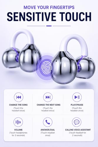 Image of S88 Open Ear Clip-On Earbuds with Battery Indicator Display OWS Wireless Earphones | Situational Awareness | 40 Hrs Playback | Bluetooth V5.4 | ENC Mic for Calls | 40Ms Low Latency Gam (Purple)