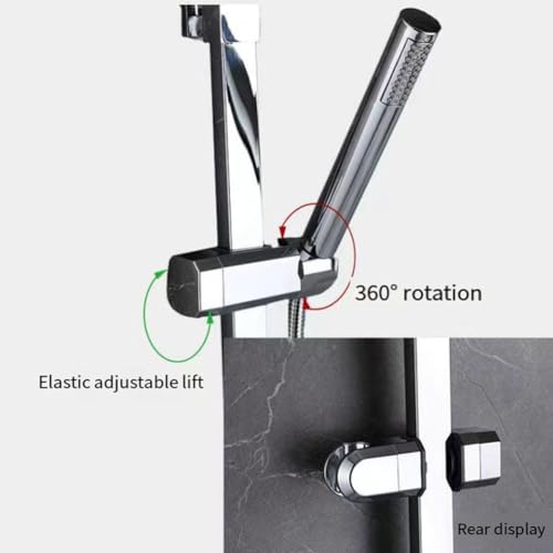 Shower Head Holder, 15-30mm Adjustable Chrome Slider Bar Bracket for 360 Degree Rotation, Sprayer Detachable Slider Bar Anti-Slip Design ABS Material for Bathroom - Image 5