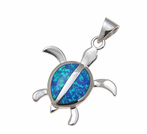 Arthur's Jewelry 925 Sterling silver inlay synthetic opal Hawaiian honu sea turtle pendant 24.60mm2
